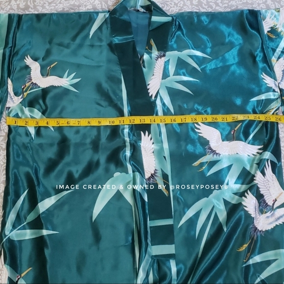 Japanese Crane Long Green Robe - Picture 7 of 8